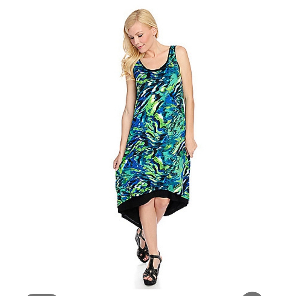 Stretch knit sleeveless hi-lo dress 1x